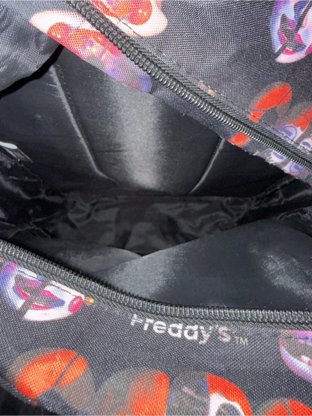 Five Nights at Freddy's Character Print Backpack - Black with Red & Pink Accents